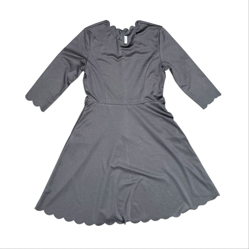 Girls Black Scalloped and Flare Skater Dress Size 14Y